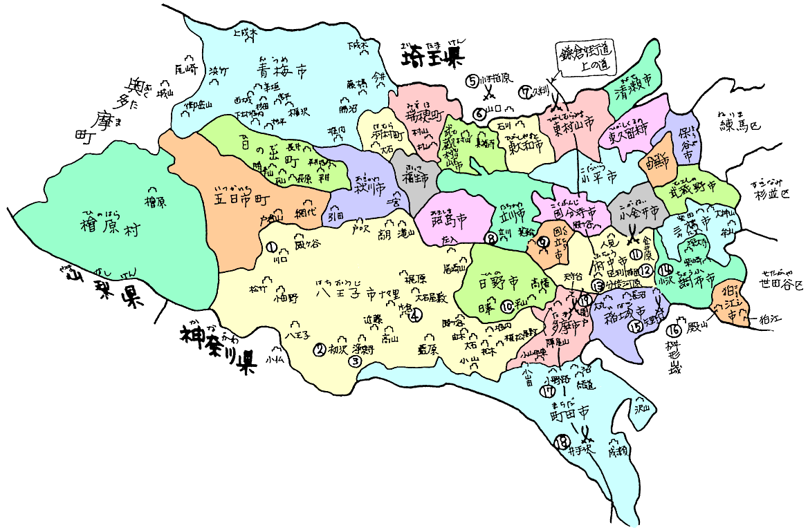 多摩のお城と古戦場マップ