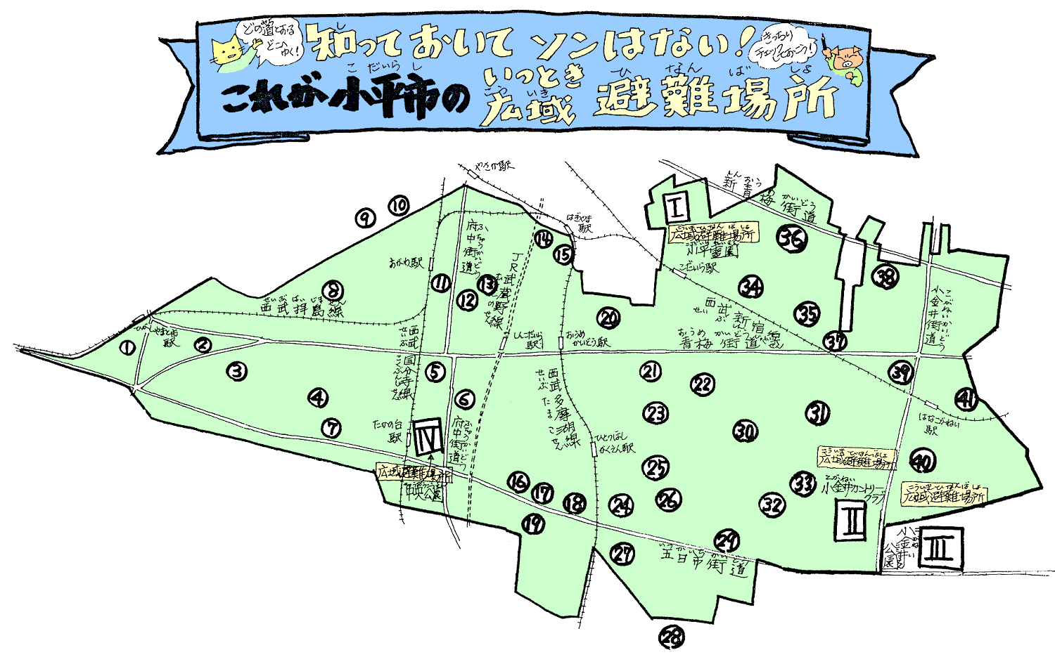 小平市のいっとき広域避難場所